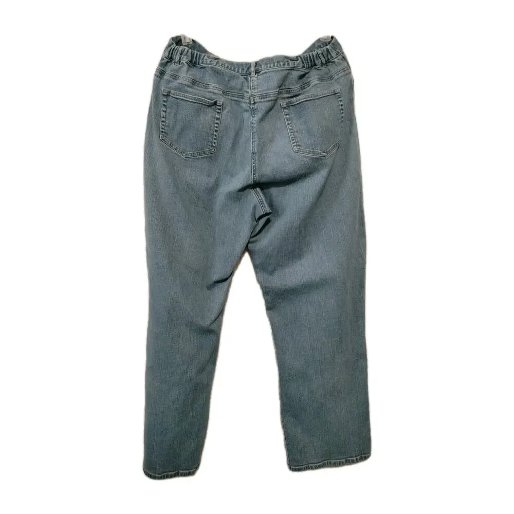 AUGUST MAX Women's Stretch Jeans Plus Size 5 1X/18W Adjustable Waist Wide Leg